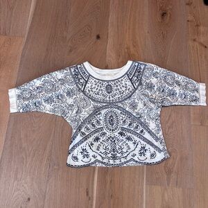 Maeve by Anthropologie White & Navy Eyelet Top with 3/4 sleeve | M | Runs large